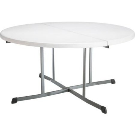 LIFETIME PRODUCTS Lifetime® 60" Round Portable Fold-In-Half Plastic Table, White 25402